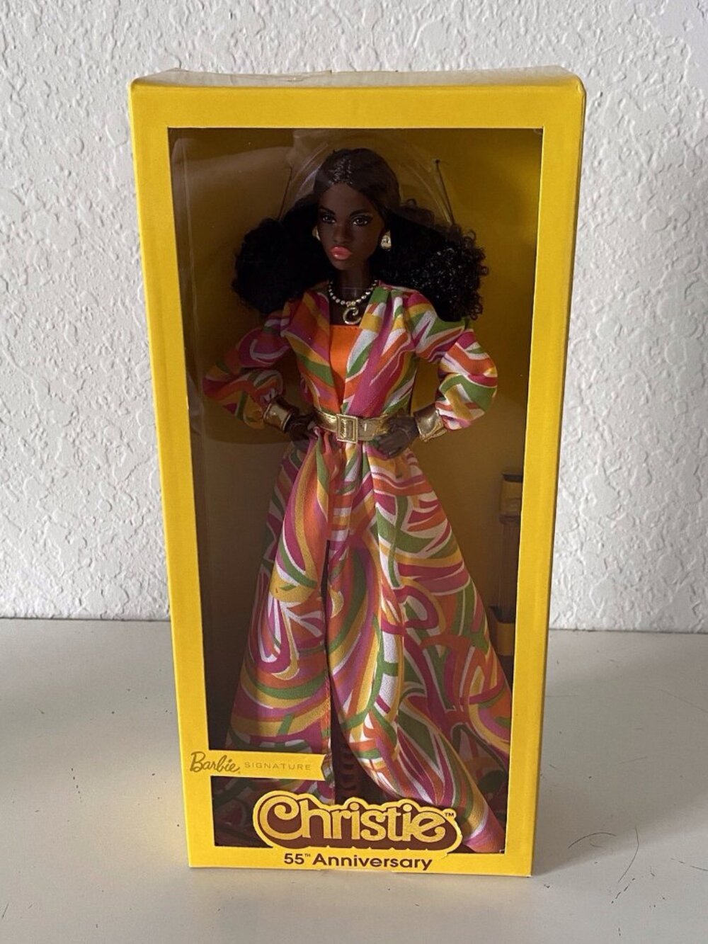 2022 Barbie Signature Christie 55th‎ Anniversary Doll With Stand NEW Box Damaged